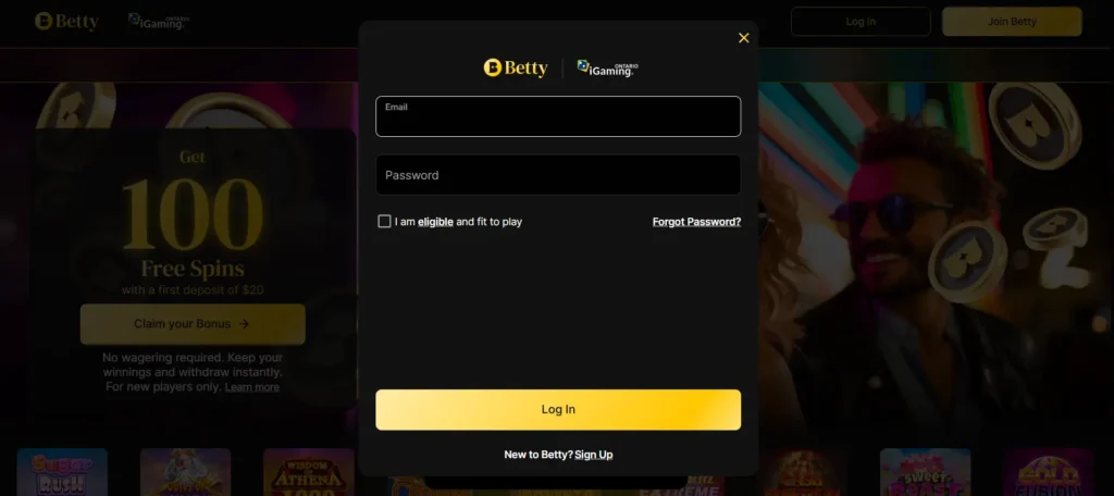 Betty Login Page